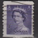 Canada 1953 - Scott 333 used - 4c, Queen Elizabeth II (C-236)