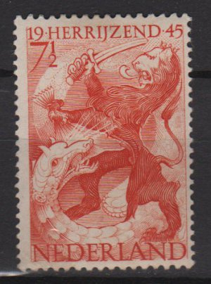Netherlands 1945 - Scott 277 MH - 7.1/2c, Lion & Dragon  (F-711)