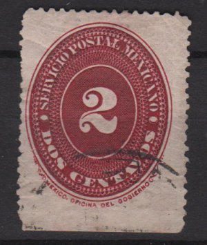 Mexico 1886 - Scott 175 used - 2c, Numeral (R-551)