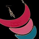 PINK GOLD AND TEAL LAYERED NECKLACE