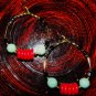 HANDMADE TRIBAL HOOPS GOLD, BLK, TURQUISE & RED