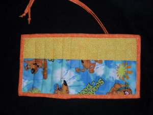 Hand Crafted Scooby Doo Crayon Holder Roll Up with Orange Tie