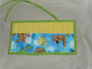 Hand Crafted Scooby Doo Crayon Holder Roll Up with Green Tie