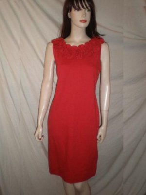 JUST TAYLOR Ruffle Neckline Trim Sheath Dress Red  12