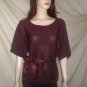 APOSTROPHE Sparkle Round Neck Blouse Top Burgundy S 6-8