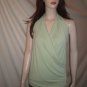 VENECCIA  Halter Blouse Top Light Green L Style 5729