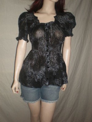 TWO FLOWERS By Jasmine & Lily Blouse BLack & White S