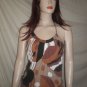SASS ME Halter Tie Back Top Blouse Brown Print S 3259SM