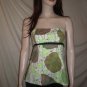 CURTSEY Strapless Blouse Top Floral Print Green 4