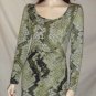 JOHNNY MARTIN Junior Long Sleeve Dress Green Print S