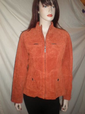 RUFF HEWN Womens Leather (SUEDE) Jacket Rusty Rust Orange Red M