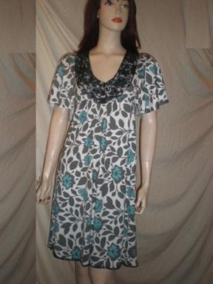 TWO FLOWERS By Jasmine V-Neck Dress Floral  Blue M