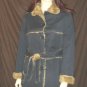 GAZOZ Jeans Junior's Faux Fur Trim Coat Blue L
