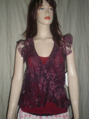 TWO FLOWERS By Jasmine & Lily 2 Piece Blouse Burgundy L