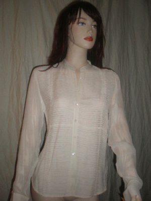 AK ANNE KLEIN Round Collar  Blouse Top Cream  4