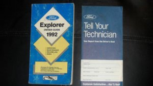FORD Explorer 1992 Manual Owner Guide & Tell your Technician Report Book
