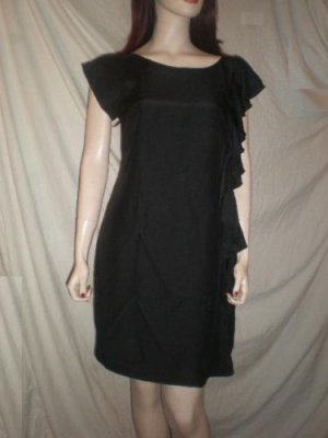 Molly Ruffled Round Neck Dress  Black S