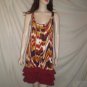 NOTICE Scoopneck Neck Ruffle Hem Dress Orange Print M L