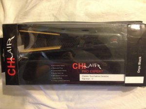 CHI AIR FAROUK Pro Expert 1" Ceramic Tourmaline Flat Iron CA1010 Onyx Black