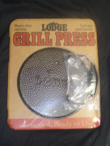 LODGE 7.5  Round Heavy Duty Cast Iron Cool Spiral Handle Grill Press LGPR3
