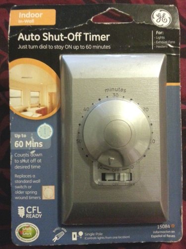 GE 60 Mins Single Pole Auto Shut Off In Wall Timer 15084 Silver