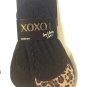 XOXO Legwear Hug & Kisses Women's Leopard Velvet Top Footliners Size 9-11 Black