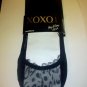 XOXO Legwear Hug & Kisses Woman Abstract Leopard Lace Footliners Size 9-11 Black