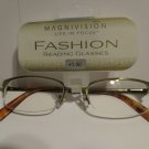 MAGNIVISION +1.00 Fashion Rimless Reading Glasses Brushed Gold  #01