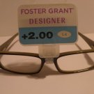 FOSTER GRANT +2.00 Designer Esperanza Rhinestones Reading Glasses Black #13