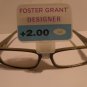 FOSTER GRANT +2.00 Designer Esperanza Rhinestones Reading Glasses Black #13