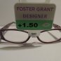 FOSTER GRANT +1.50 Designer Sweetie Plastic Reading Glasses Purple #12
