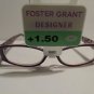 FOSTER GRANT +1.50 Designer Sweetie Plastic Reading Glasses Purple #12