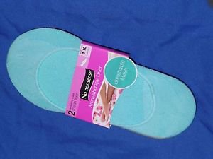 NO NONSENSE Aromatherapy Breathable Mesh Liner Footliners Size 4-10 Blue Tan