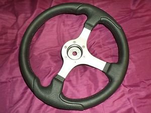NISIDA Boat Steering Wheel Silver Spokes Black Grip B/S D350 Without Center Cap