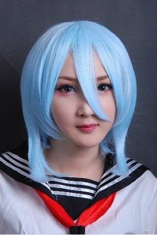 30cm Short Hair Ayanami Rei Ice Blue Cosplay Wig