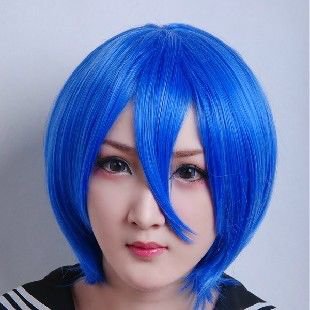 30cm Short Hair Blue MSN Cosplay Wig