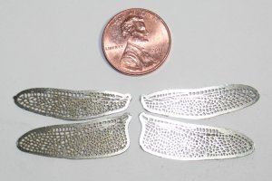 TWO SETS German Silver Filigree Dragonfly or Fairy Wings 1/2 Life size 1-1/4"