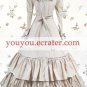 Beige Long Sleeves Ruffled Double-Layer Bow  Classic Lolita Dress