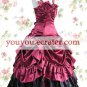 Black And Deep Red Spaghetti Ruched Classic Lolita Dress