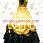 Black And Gold Short Sleeves Ruffled Bow Classic Lolita Dress