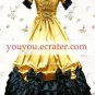 Black And Gold Short Sleeves Ruffled Bow Classic Lolita Dress