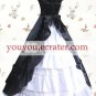 Black And White Cuff Sleeves Ruffled Front Splitting Multi-layer