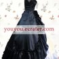Black And White Cuff Sleeves Ruffled Front Splitting Multi-layer