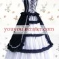 White And Black Cuff Sleeves Bandage Ruffled Classic Lolita Dress