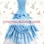 Sky Blue And White Sleeveless Ruffled Gathering Bow Classic Lolita Dress