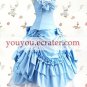 Sky Blue And White Sleeveless Ruffled Gathering Bow Classic Lolita Dress
