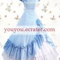Sky Blue And White Short Sleeves Bow Ruffled Side Splitting Classic Lolita Dress