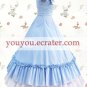 Sky Blue And White Short Sleeves Bow Ruffled Side Splitting Classic Lolita Dress