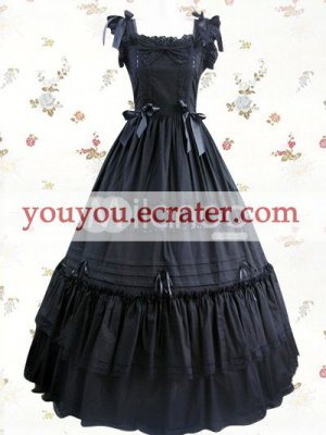 Black Sleeveless Ruffled Ribbon  Classic Lolita Dress