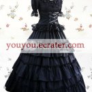 Black Short Sleeves Square Multi-Layer Bandage  Classic Lolita Dress